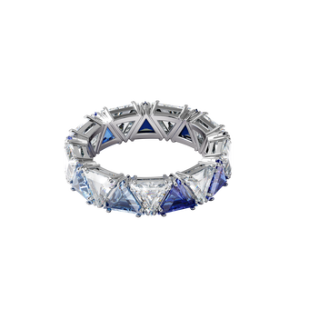 swarovski matrix cocktail ring triangle cut blue rhodium plated